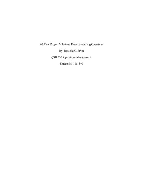 Final Project Milestone Three Sustaining Operations Ervin Qso