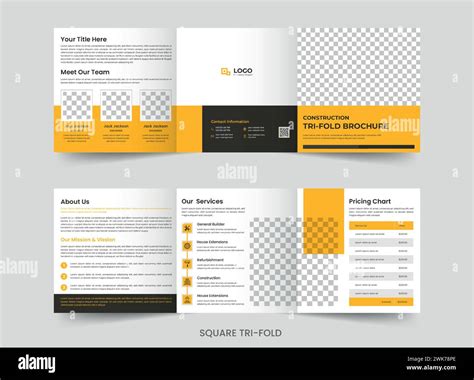 Construction And Renovation Square Trifold Brochure Template Design Or