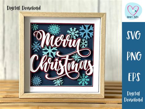 Merry Christmas 3D Shadow Box SVG 3D Christmas SVG Svg Files For Cricut