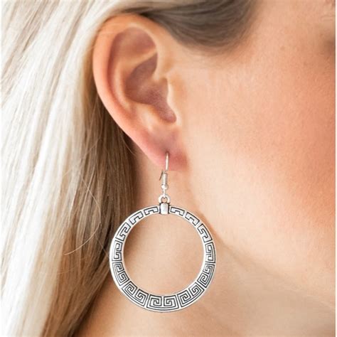 Paparazzi Accessories Mayan Mantra Silver Earrings By Paparazzi