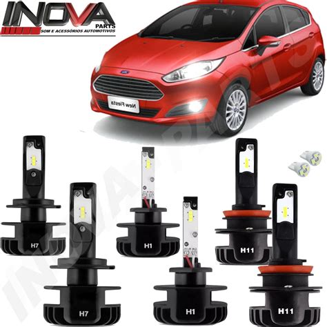 Kit Lampada Super Led Plus New Fiesta Farol Alto Baixo Milha R