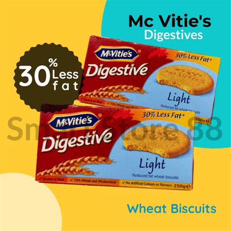 Jual Mc Vities Digestives Light Wheat Biscuit 250gr Less Fat Import Biskuit Impor Mc Vitties