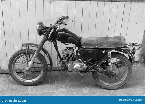 Retro Motorcycle. Black and White Photo. Old Vintage Card Stock Image ...