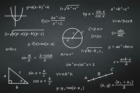 Tableau Noir Avec Des Formules De Mathématiques Scientifiques Modèle