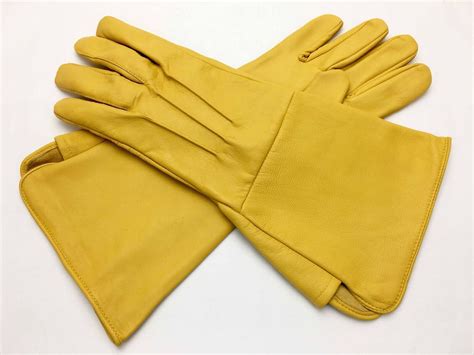 YELLOW LEATHER GAUNTLET GLOVES EBay