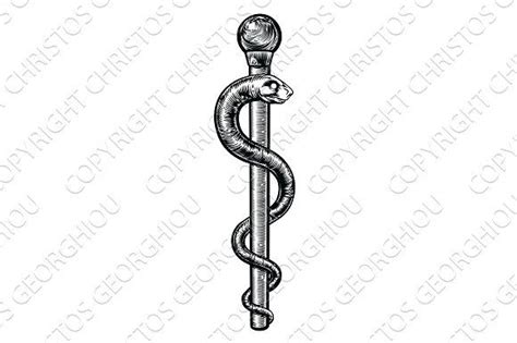 Rod Of Asclepius By Christos Georghiou On Creativemarket Old Symbols Painting Tattoo Object