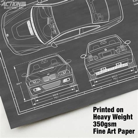 BMW M3 E46 2000-2006 Blueprint Art on Chalkboard BMW - Etsy