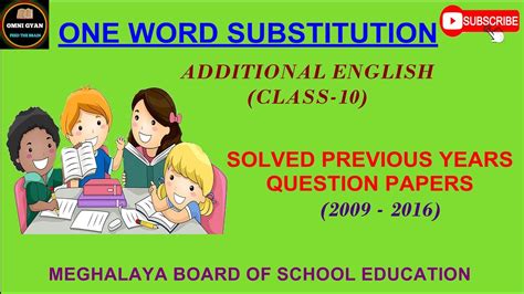 One Word Substitution Solved Class Meghalaya