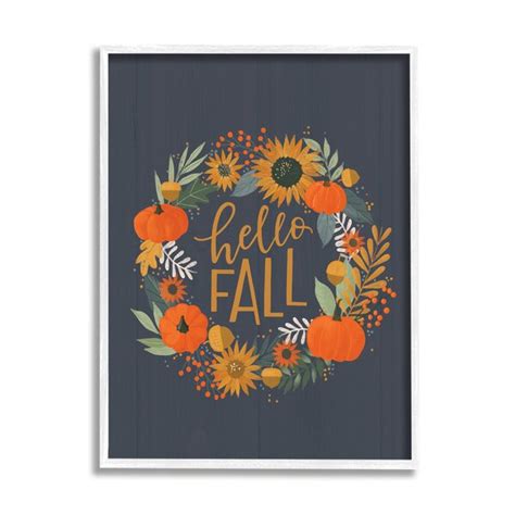 Stupell Industries Hello Fall Autumn Greeting Sunflower Pumpkin