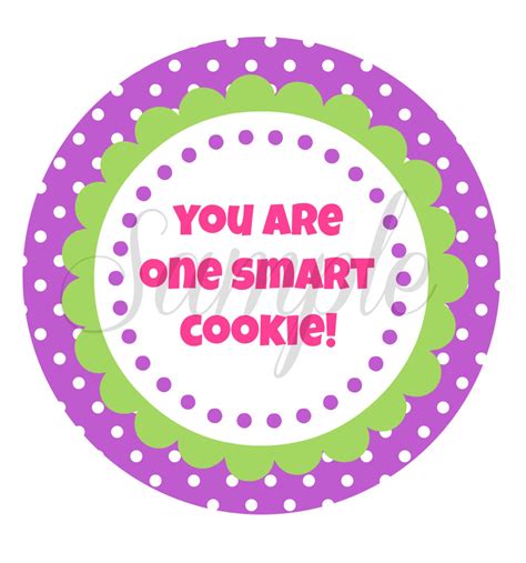 Instant Download You Are One Smart Cookie 3 Inch Circle Tags Etsy