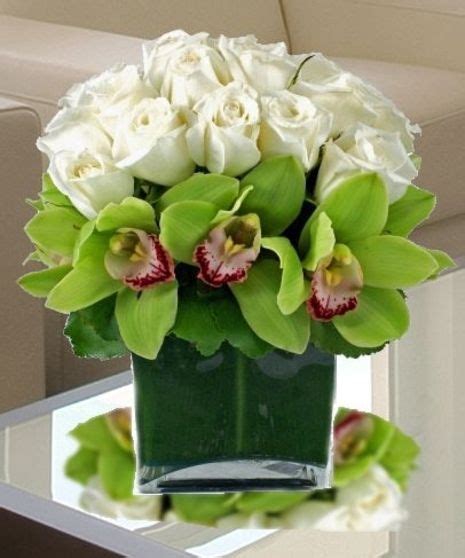 White Roses And Orchids Deluxe Fresh Flowers Arrangements Flower