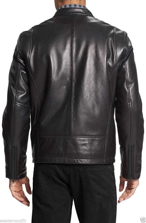 Men Leather Jacket Handmade Back Motorcycle Solid Lambskin Leather