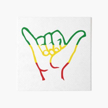 Shaka Hands Aloha Reggae Rastafari Colors Outline Version Art