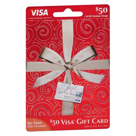 A Red Gift Card With A White Bow On It S Front And The Words Visa