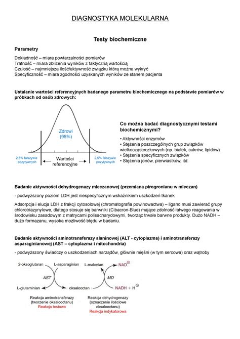 Diagnostyka Molekularna DIAGNOSTYKA MOLEKULARNA Testy Biochemiczne