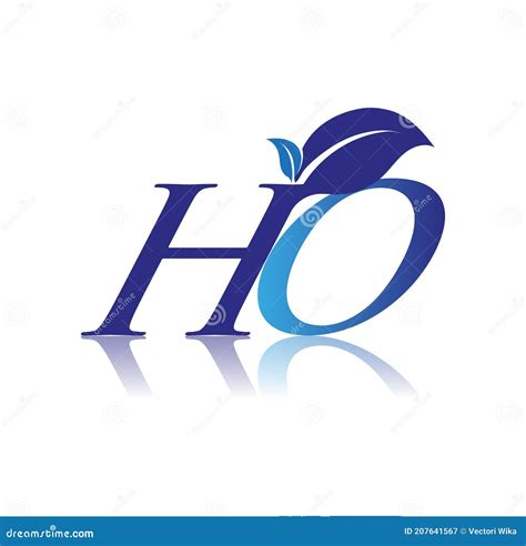 Letra Inicial Ho Con Logotipo De Hoja Color Azul Naturaleza Y Medio