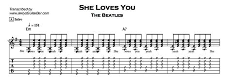 The Beatles She Loves You Guitar Lesson Tab And Chords Jgb