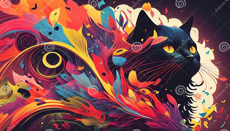 Colourful Cat Art Wallpaper Stock Illustration Illustration Of Organ Cartoon 271566953