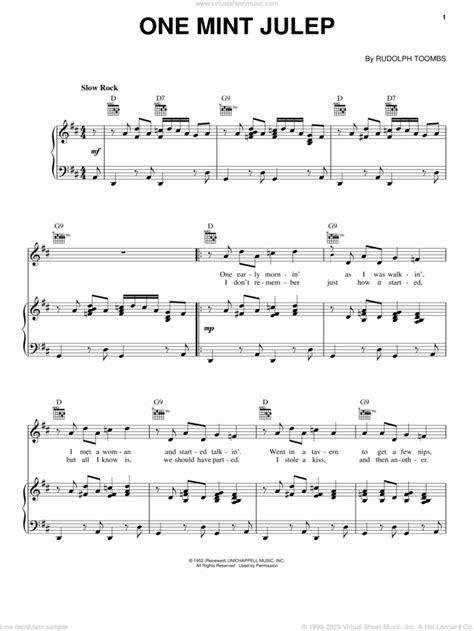 One Mint Julep Sheet Music For Voice Piano Or Guitar Pdf