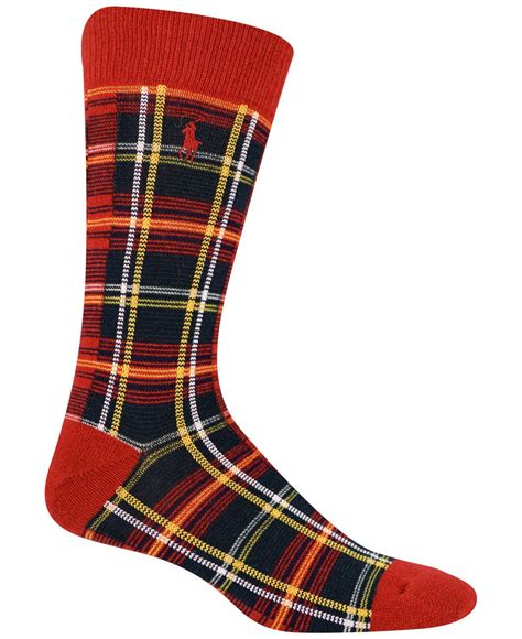 Polo Ralph Lauren Cashmere Oversized Tartan Boot Socks In Red For Men Lyst