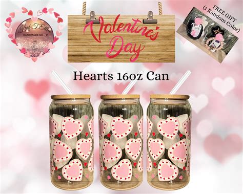 Valentines Day Heart Glass Can Valentines Tumbler Friend Valentine