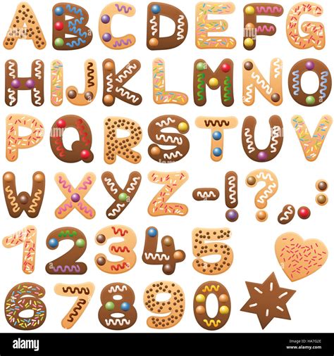 Gingerbread And Christmas Cookies Alphabet Sweet Letters Abc Stock