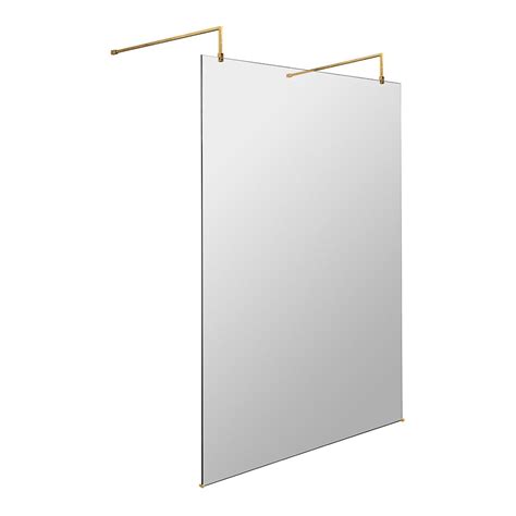 Hudson Reed Wetroom Shower Screen With Brushed Brass Support Arms