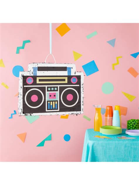 Small 80s Boombox Pinata For Retro Birthday Party Decorations 90s Hip