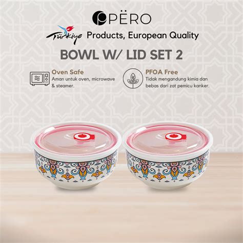 Jual Pero Serving Bowl With Lid Motif Turki Mangkuk Set Premium