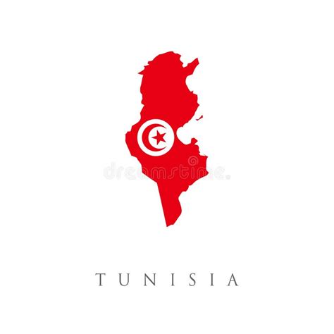 Tunisia Detailed Map With Flag Of Country Vector Isolated Simplified