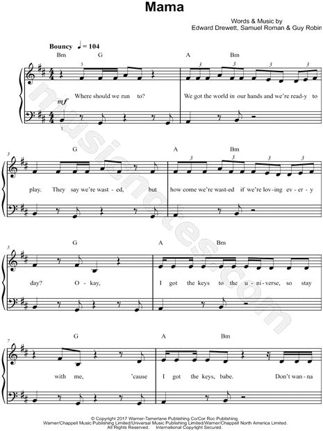 Il Divo Mama Sheet Music Notes, Chords Download Printable Piano, Vocal ...