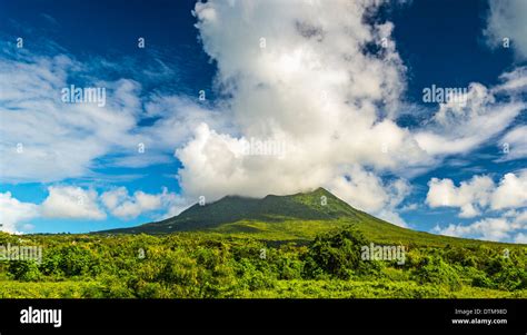 Nevis Peak, A volcano in the Caribbean Stock Photo - Alamy