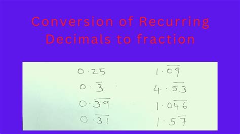 Recurring Decimals Conversion Of Decimals To Fraction Maths Tricks Youtube