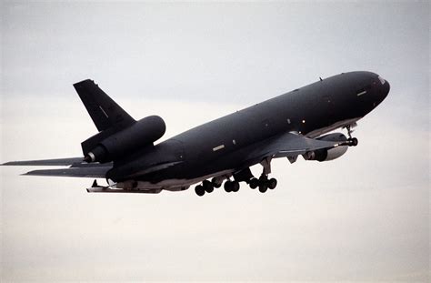 A 32nd Air Refueling Wing KC 10 Extender Aircraft Takes Off For A