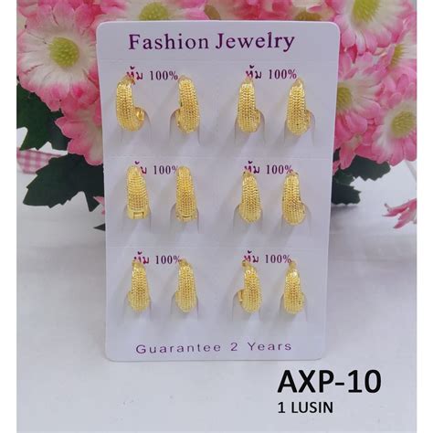 Jual 1 Lusin Anting Xp Tindik Gold Emas Titik Tekstur Termurah