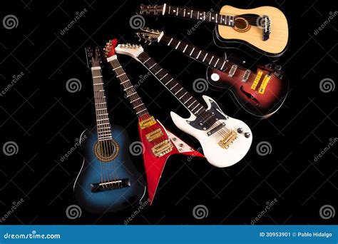 Acoustic And Electric Guitars Set Stock Image Image Of Guitar