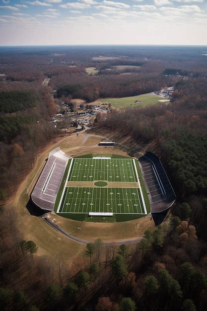 Premium Photo | An aerial view of the football stadium at the ...