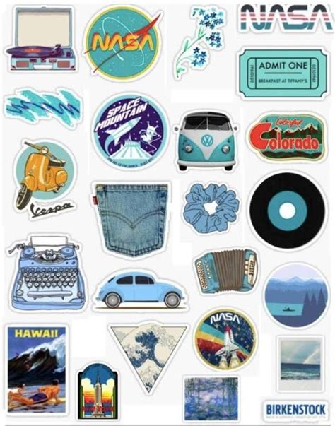 24 Vsco Aesthetic Blue Sticker Pack Aesthetic Stickers Cute Stickers