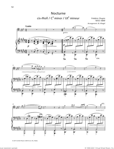 Nocturne C Sharp Minor Sheet Music For Cello And Piano