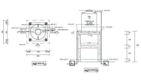 Autocad Dwg Drawing File Gives The Details Of Over Head Water Tank