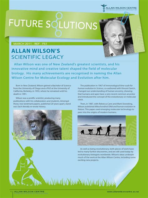 Allan Wilson Centre Pdf Biological Anthropology Evolutionary Biology