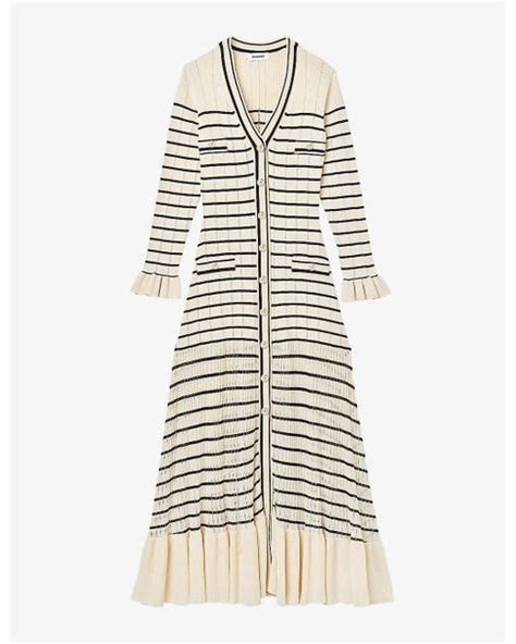 Sandro Sailor Stripe Stretch Knit Midi Dress In White Lyst