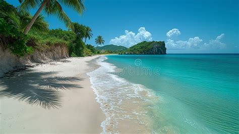 Serene Beauty Of Ffryes Beach A Tropical Oasis On Antigua Island Stock