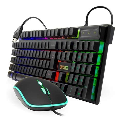 Teclado E Mouse Semimecanico Gamer Usb Exbom Led Rgb Shopee Brasil