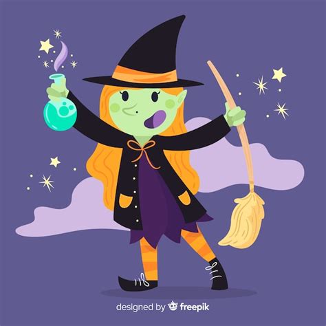 Fondo Creativo De Halloween Con Bruja Vector Gratis