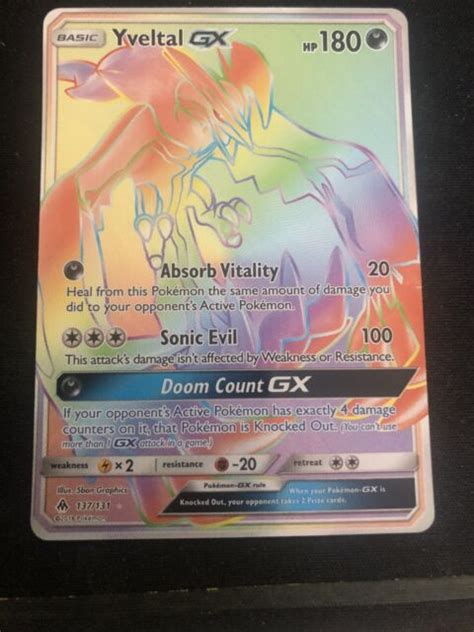 Yveltal Gx Forbidden Light Hyper Secret Rare Holo Rainbow Nm M