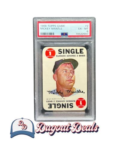 1968 Topps Baseball Game Mickey Mantle Psa 6 Ex Mt Ebay