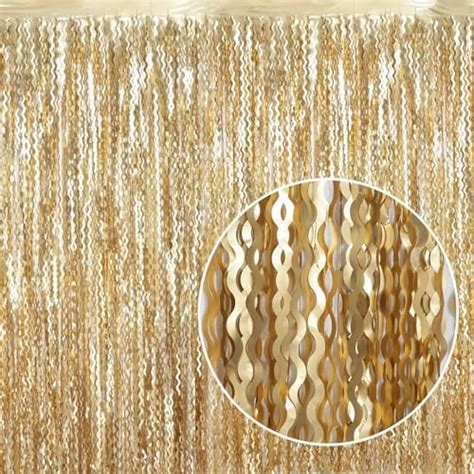 4 Pack Wavy Champagne Gold Metallic Tinsel Foil Fringe