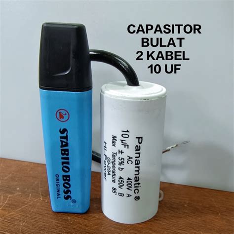 Jual Kapasitor Bulat 2 Kabel Pompa Air 10uF 450V Capasitor Mesin Air 10