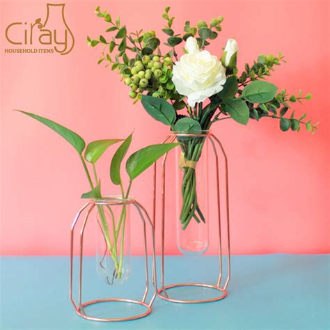 Nodic Hydroponic Glass Flower Vase With Galvanized Metal Stand China Glass Vase And Glass Jar